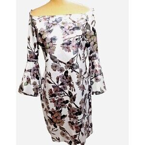 Olivia Matthews  Floral  Print  Slinky Dress Bell Sleeve Size 16